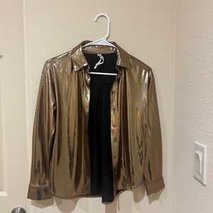 Anthropologie Shimmering Gold Blazer
